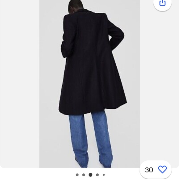 Zara Dark Navy Single Breasted Wool (80%) Coat M - Picture 2 of 4